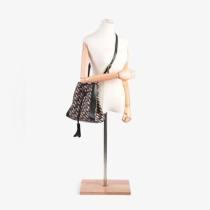 Mulberry Millie Black Olive Green Monogram Canvas Small Bucket Bag